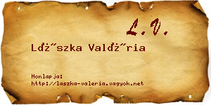 Lászka Valéria névjegykártya